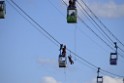 Koelner Seilbahn Gondel blieb haengen Koeln Linksrheinisch P344